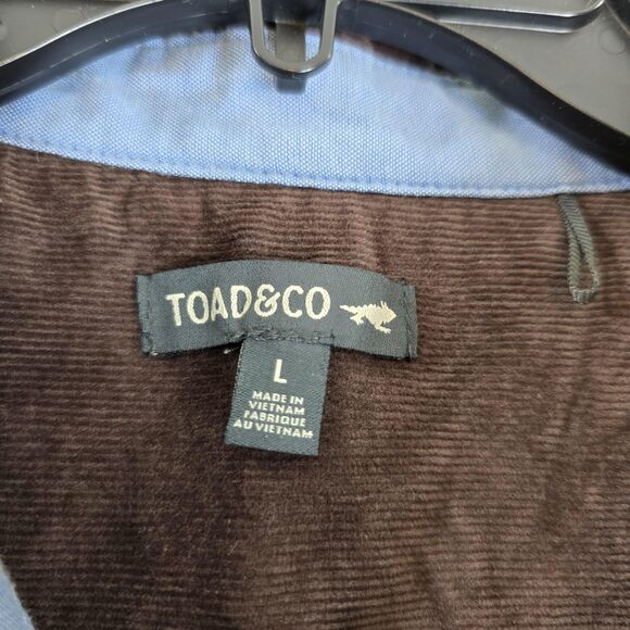 Toad&Co Shirt Mens Large Brown Cruiser Corduroy Long Sleeve Button Ridged Wales - Picture 7 of 15